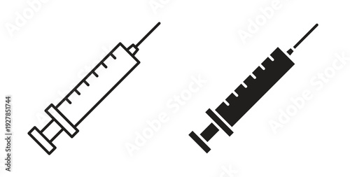 Syringe icon symbol vector graphic designs on white. Best for ui Design