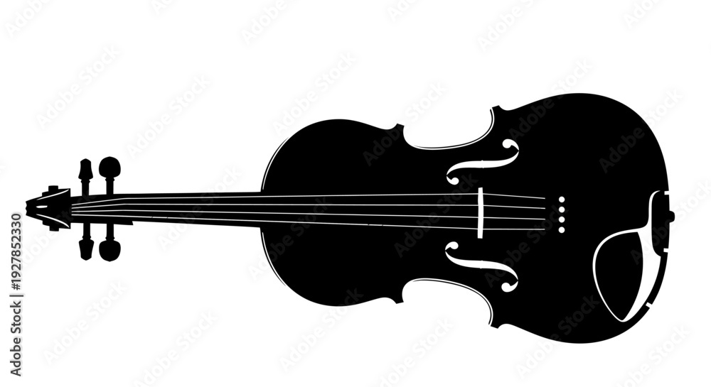 Obraz premium Silhouette of a violin isolated on white background for musical concepts
