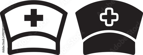 Nurse Hat Silhouette Vector Icon Set