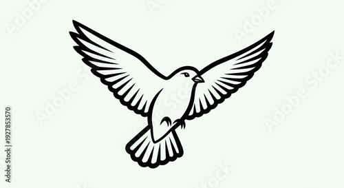 Soaring bird silhouette with outstretched wings against a neutral backdrop