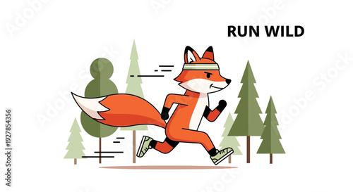 Running Fox Illustration in Forest Environment