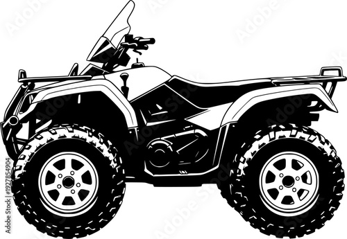 Extreme Motorsport ATV Silhouette - Adventure Quad Bike and Outdoor Recreation Vector
