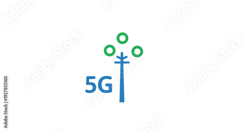 5G network antenna communication tower symbol.