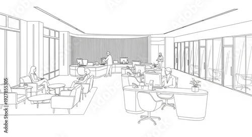 Restaurant Interior Design Sketch.