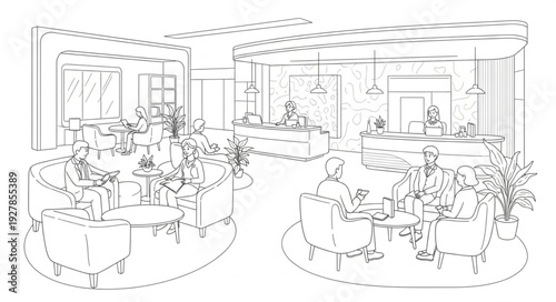 Restaurant Interior Dining Area Illustration.