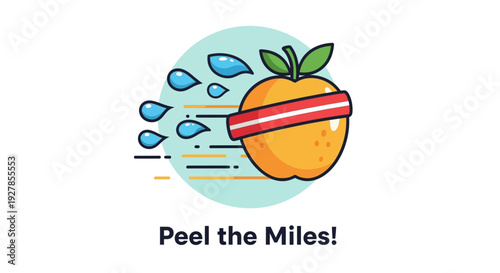 Orange Fruit with Striped Tape and Water Droplets Illustration