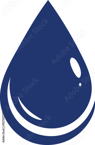 Large blue water drop icon with white highlights  symbol for liquid or fluid  simple graphic design element