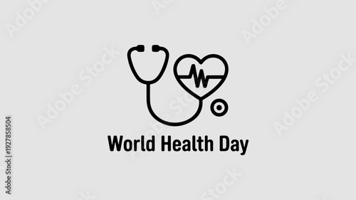 Stethoscope Heartbeat Logo World Health Day Illustration