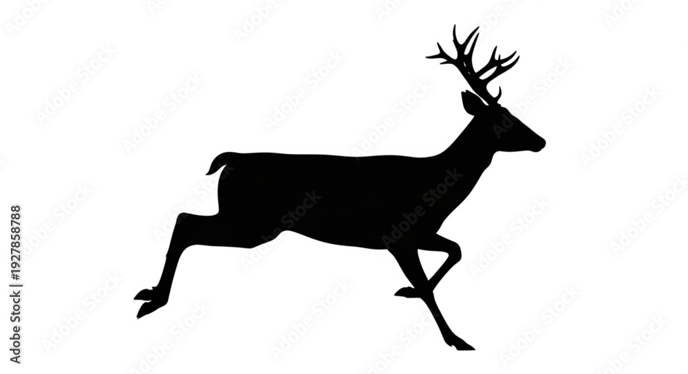 Obraz premium Running Deer Silhouette with Antlers.