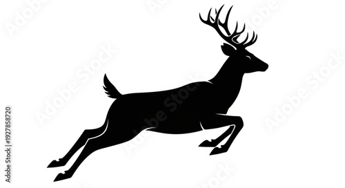 Running Deer Silhouette with Antlers.