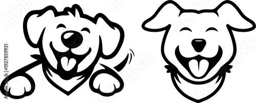 Happy Smiling Dog Peeking Vector Illustration