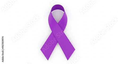 Purple awareness ribbon symbolizing support and solidarity on a white background for various social causes and health campaigns