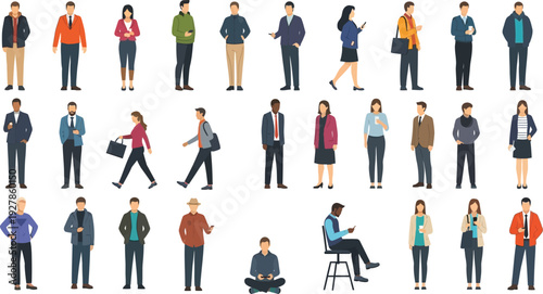 Diverse collection of stylized people illustrations in various poses.