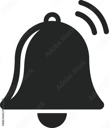 Black notification bell icon shows radiating waves indicating an active.