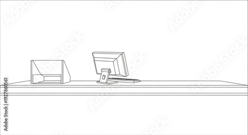 Simple Line Drawing of Chair and Lamp.