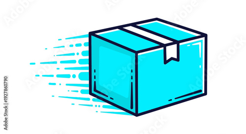 Fast delivery blue package box.