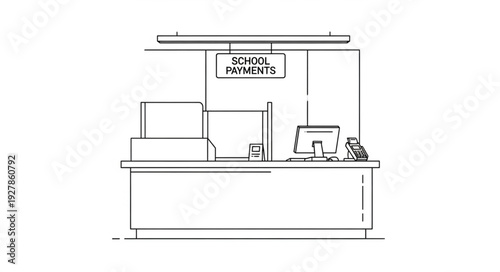 School Cafeteria Counter Line Illustration.