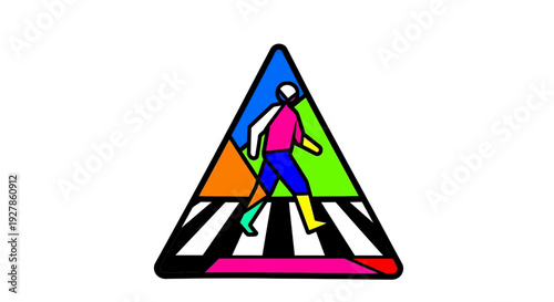 Person Crossing Street in Triangle Design.