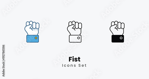 Fist icons vector set stock illustration
