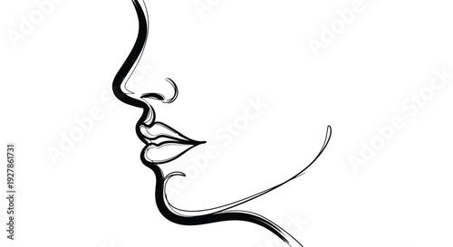 Elegant woman's face in profile with artistic lines and curves