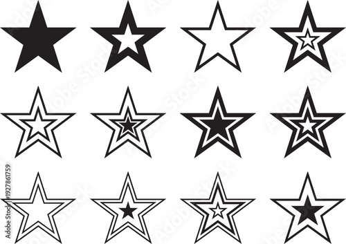 Twelve black and white star in a grid symbol shape