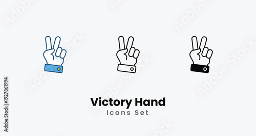 Victory Hand icons vector set stock illustration