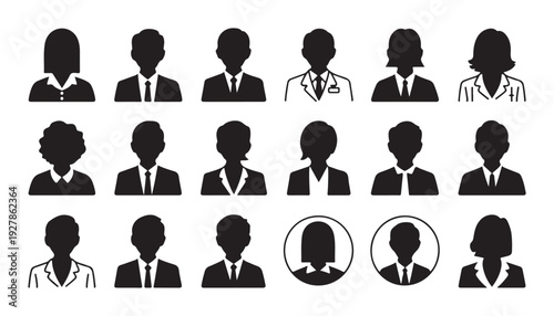 Minimalist professional avatar set with diverse business silhouettes for member account interfaces