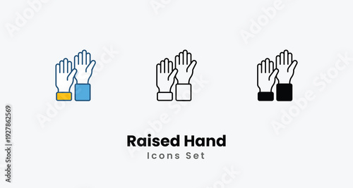 Raised Hand icons vector set stock illustration