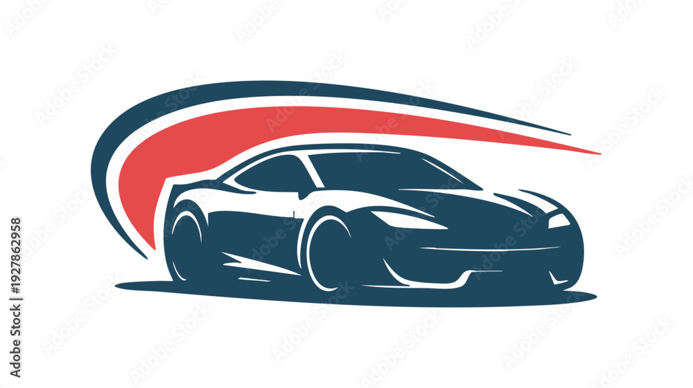 Naklejka premium Dynamic sports car with a stylish red and blue motion trail design
