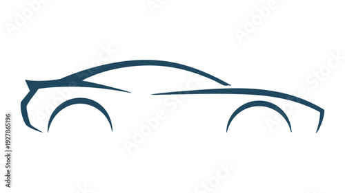Elegant outline drawing of a modern sports car silhouette.