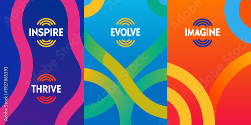 Colorful abstract background with inspirational words and swoosh designs