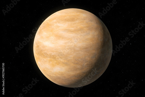 Solar System Planet Venus Close Up on Black Starfield Background