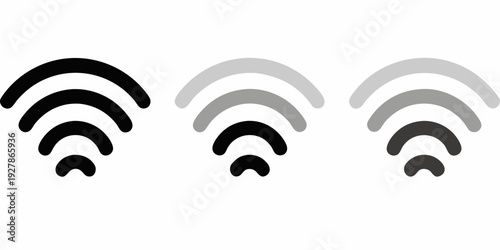 Three wifi signal strength icons displaying varying levels of connectivity