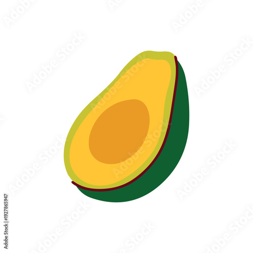 Half of a fresh green avocado without seed. Organic eco-friendly fruit for keto diet, weight loss, and healthy cooking. Creamy superfood ingredient for balanced nutrition.