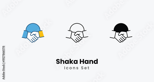 Shaka Hand icons vector set stock illustration