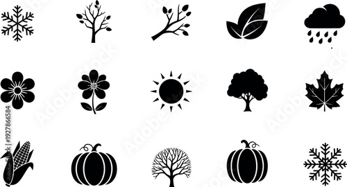 Monthly seasonal icons and symbols