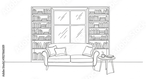 Sketch of Living Room Interior Space.