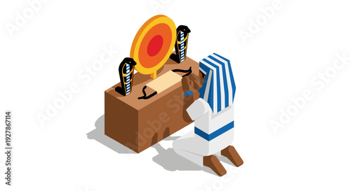 Isometric 3D Illustration of Shooting Gallery Game.