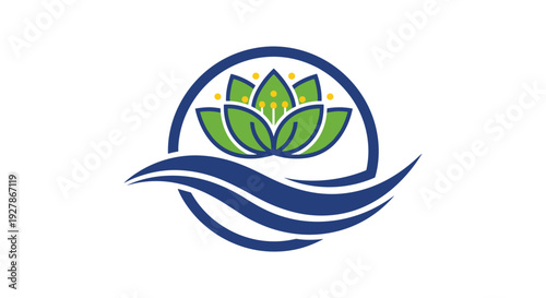 Lotus Flower Logo Design Element Illustration.