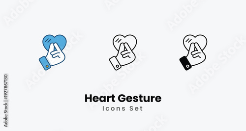 Heart Gesture icons vector set stock illustration
