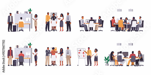 Diverse group of professionals collaborating in a modern office environment