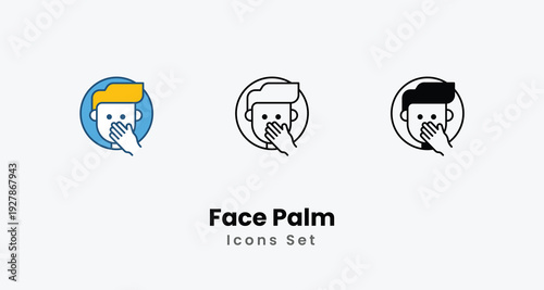 Face Palm icons vector set stock illustration