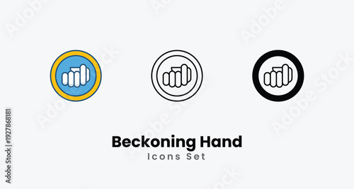 Beckoning Hand icons vector set stock illustration