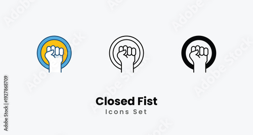Closed Fist icons vector set stock illustration