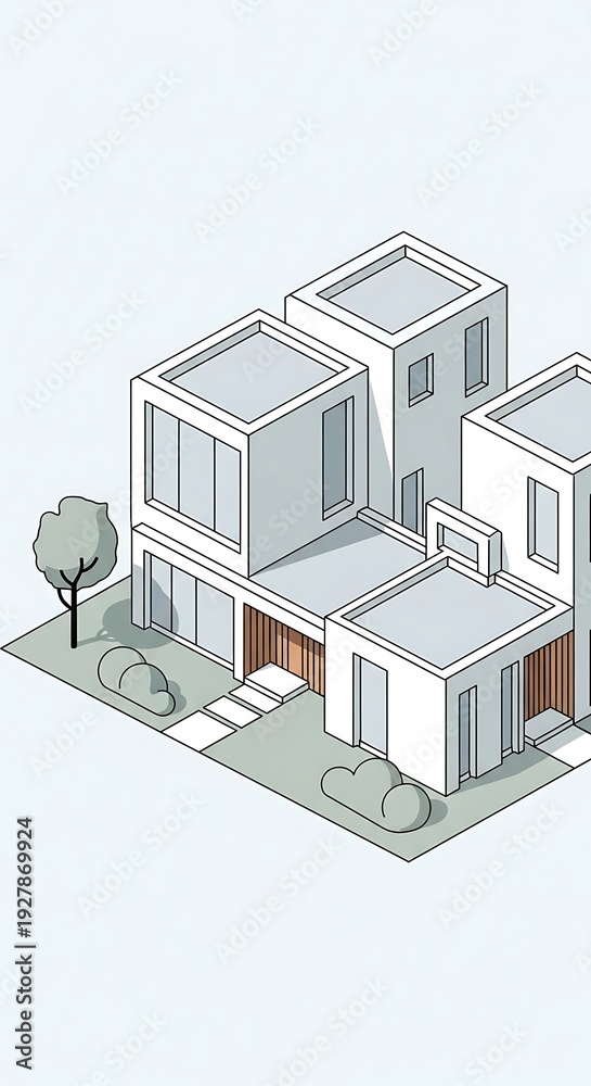 Fototapeta premium Modern white house with flat roof.
