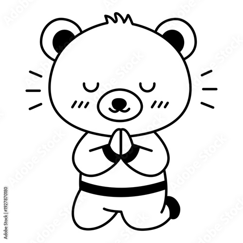 Cute bear is praying