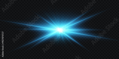 Blue light lens flare effect with starburst glow