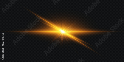 Golden light effect with lens flare and rays