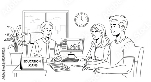 Students Discussing Education Loan Options.