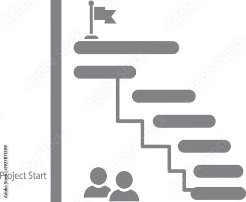 Organizational chart with flag and two people